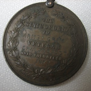 Armstrong Grim Civil War Veterans Medal, reverse